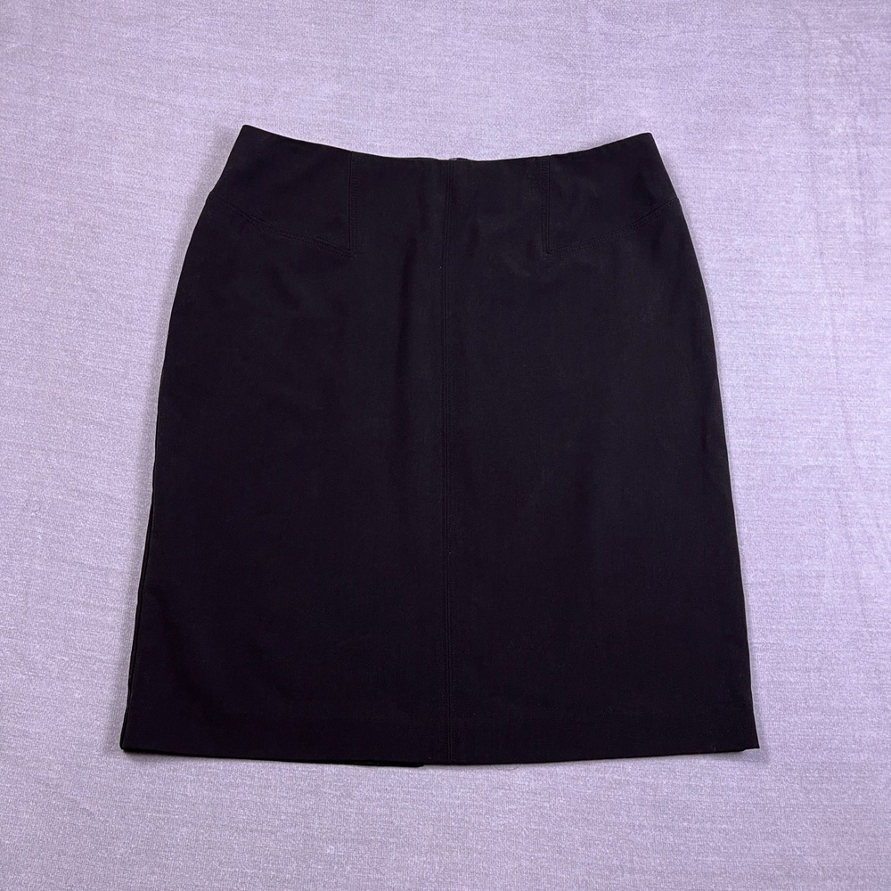 New York & Company Stretch Pencil Mid Rise Knee Length Skirt Womens 10 Black